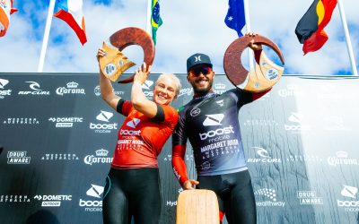 BRAZILIAN DUO TATIANA WESTON-WEBB AND FILIPE TOLEDO WIN BOOST MOBILE MARGARET RIVER PRO PRES. BY CORONA