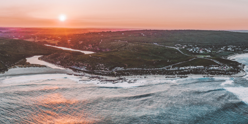Alt: Drone image of Surfers point in Margaret River