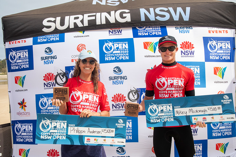 Philippa Anderson and Mikey McDonagh win 2020 Coffs Harbour Open.