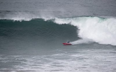 The inaugural 50 Year Storm runs in large waves at Bells Beach