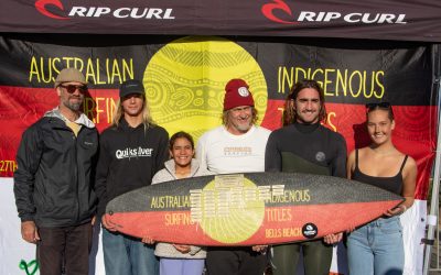 Jaz McCorquodale and Finn Hill go back to back on Wadawurrung Country at the Australian Indigenous Surfing Titles presented by Rip Curl and Head Sox