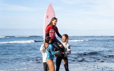 Tarvi Woods and Heidi Abetz victorious on the Mornington Peninsula for the No TXT No Wrecks Junior Surfing Titles