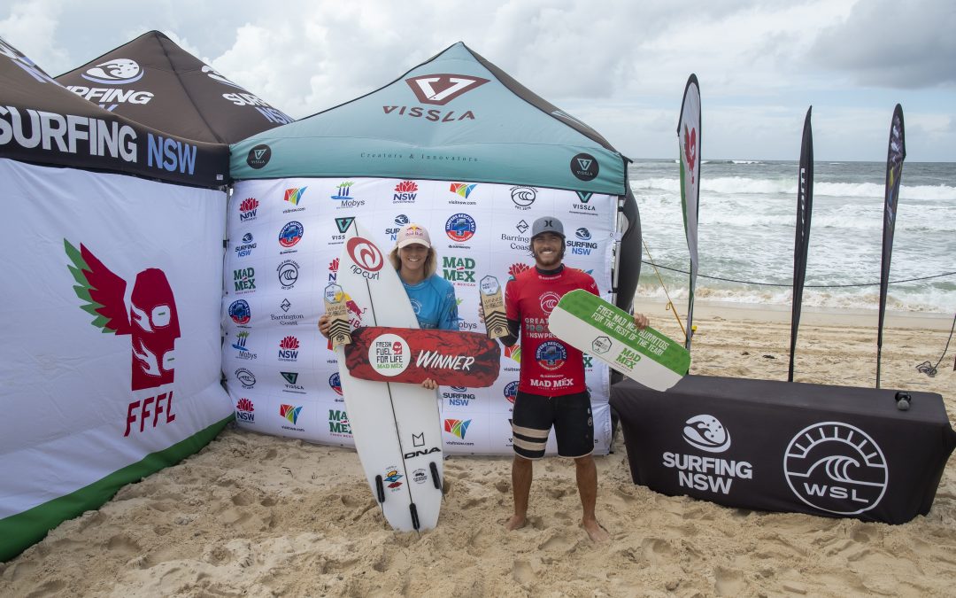 MOLLY PICKLUM AND REEF HEAZLEWOOD CLINCH FIRST QS VICTORIES OF 2021 SEASON AT GREAT LAKES PRO PRES. BY SURFERS RESCUE 24/7.