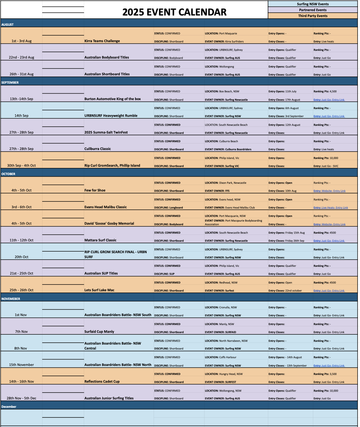 updated 2025 calendar