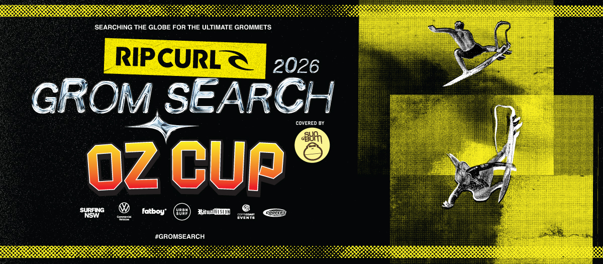 Rip Curl gromsearch oz cup surf event 2025 covered by sun bum